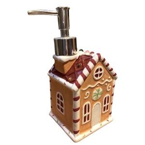 Gingerbread Soap Lotion Pump Ceramic House Holiday Christmas Decor Gift